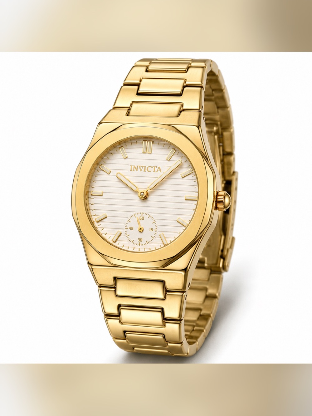 Invicta Gold-tone Stainless Steel Bracelet Watch with White Dial